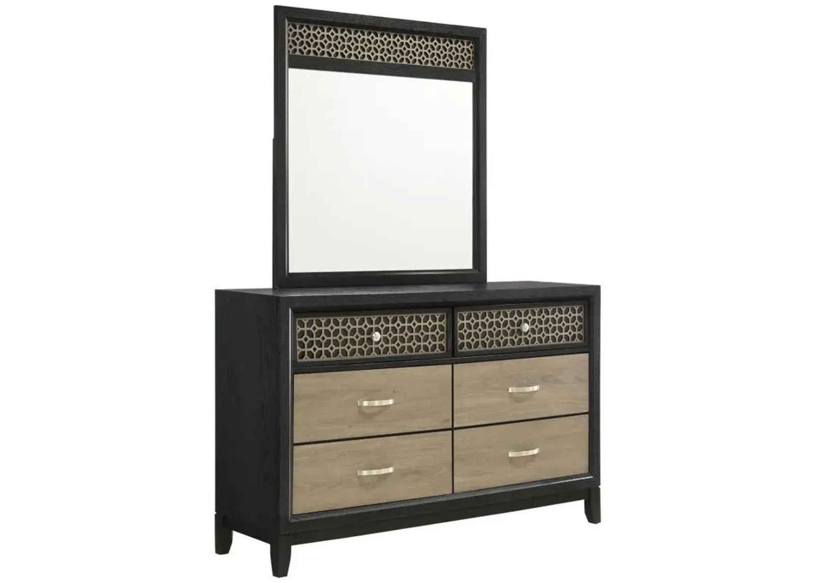 Valencia - 6-Drawer Dresser With Mirror - Black