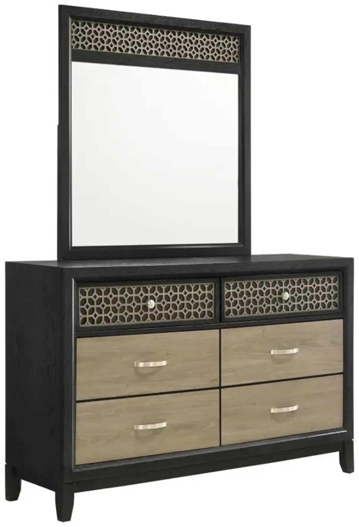 Valencia - 6-Drawer Dresser With Mirror - Black