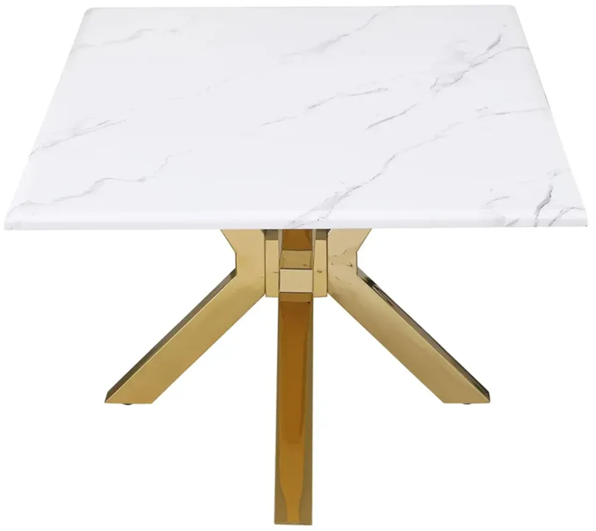 Visalia - Faux Marble Top Stainless Steel Coffee Table - Gold