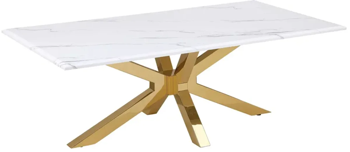 Visalia - Faux Marble Top Stainless Steel Coffee Table - Gold