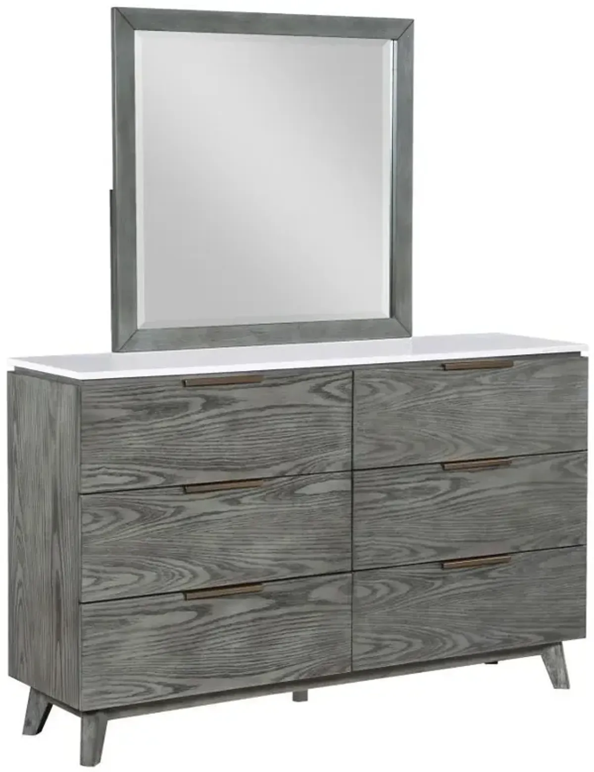 Nathan - 6-Drawer Dresser With Mirror - Gray