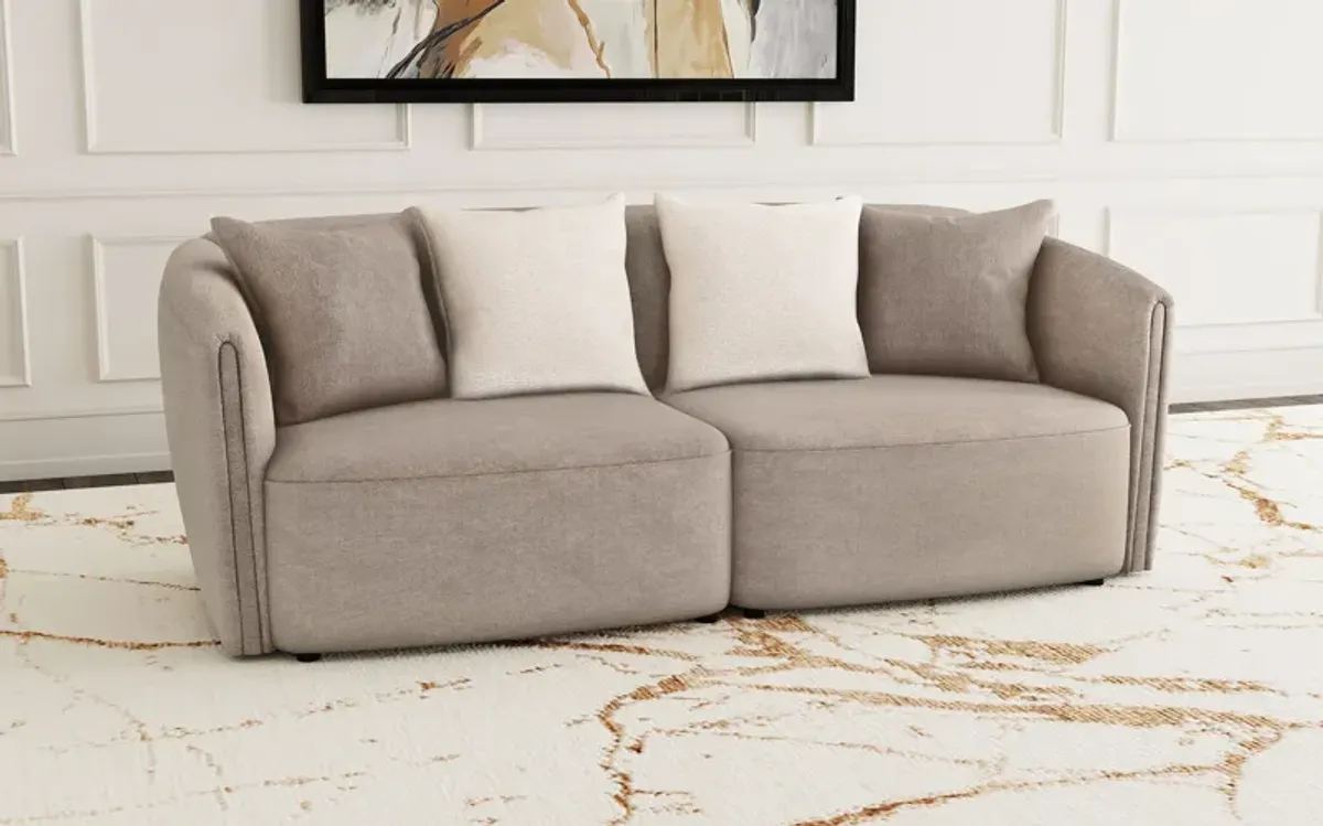 Townsend - Chenille Upholstered Rolled Arm Sofa - Latte