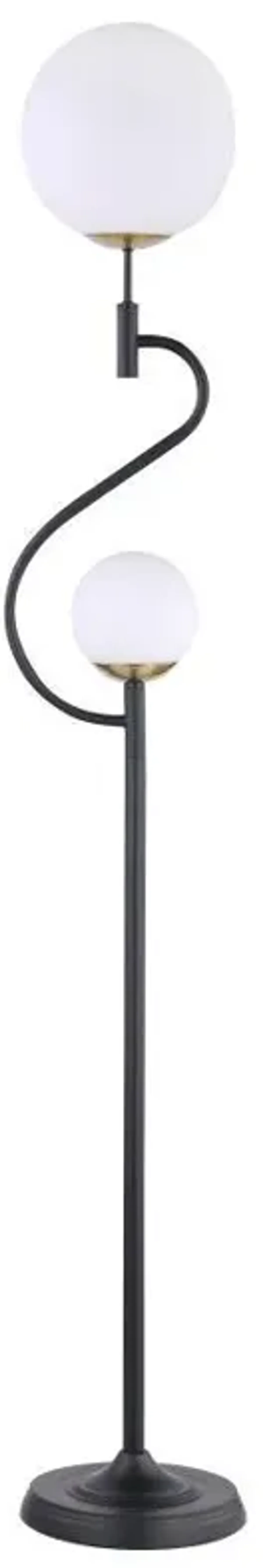 Dacki - Dual Spherical Bulb Metal Floor Lamp - Black