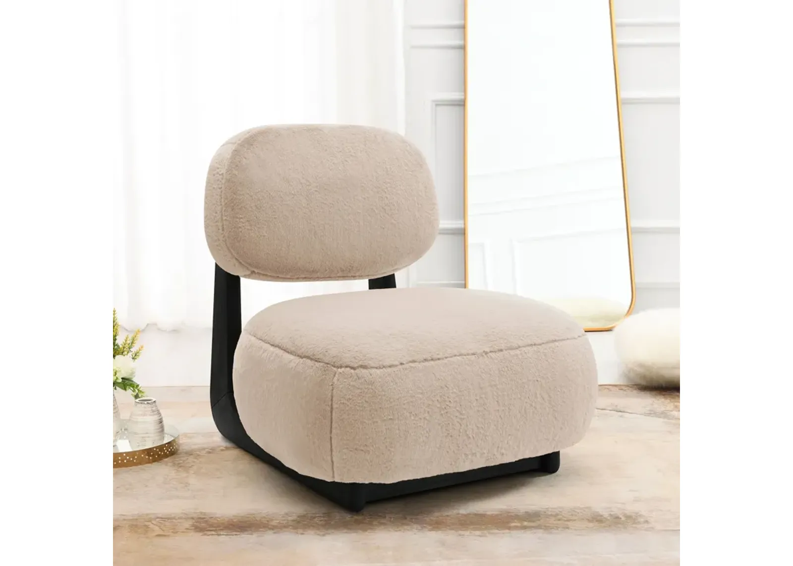 Duffie - Upholstered Armless Accent Chair - Camel