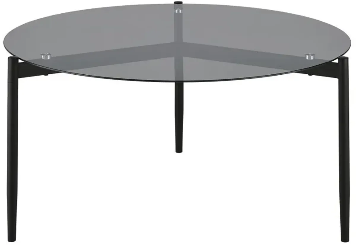 Rosalie - Round Smoked Glass Top Coffee Table - Sandy Black