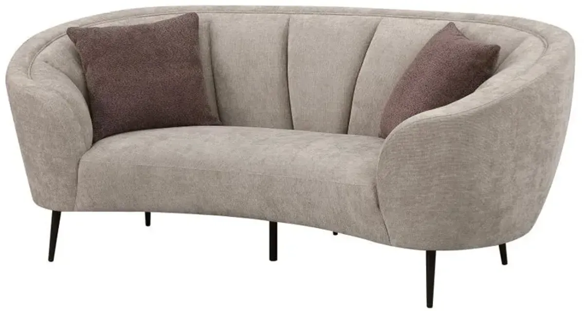 Ellorie - Upholstered Channel Back Curved Loveseat - Beige