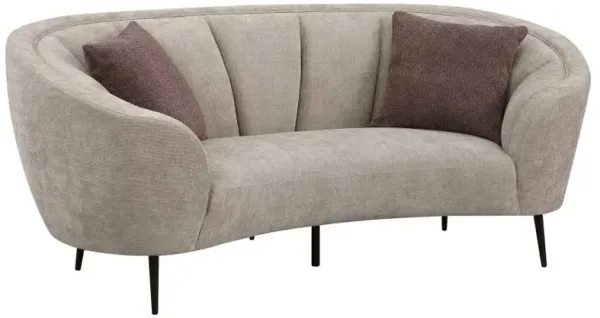 Ellorie - Upholstered Channel Back Curved Loveseat - Beige