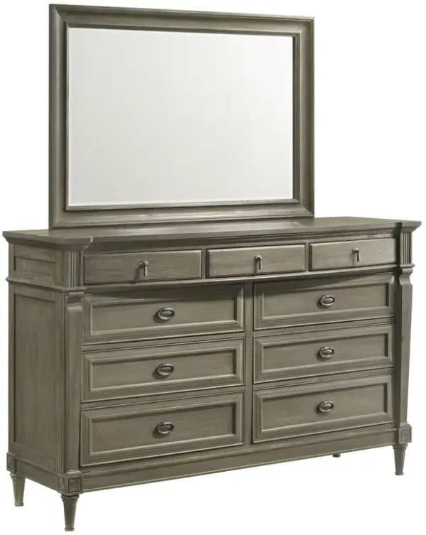 Alderwood - 9-Drawer Dresser With Mirror - French Gray