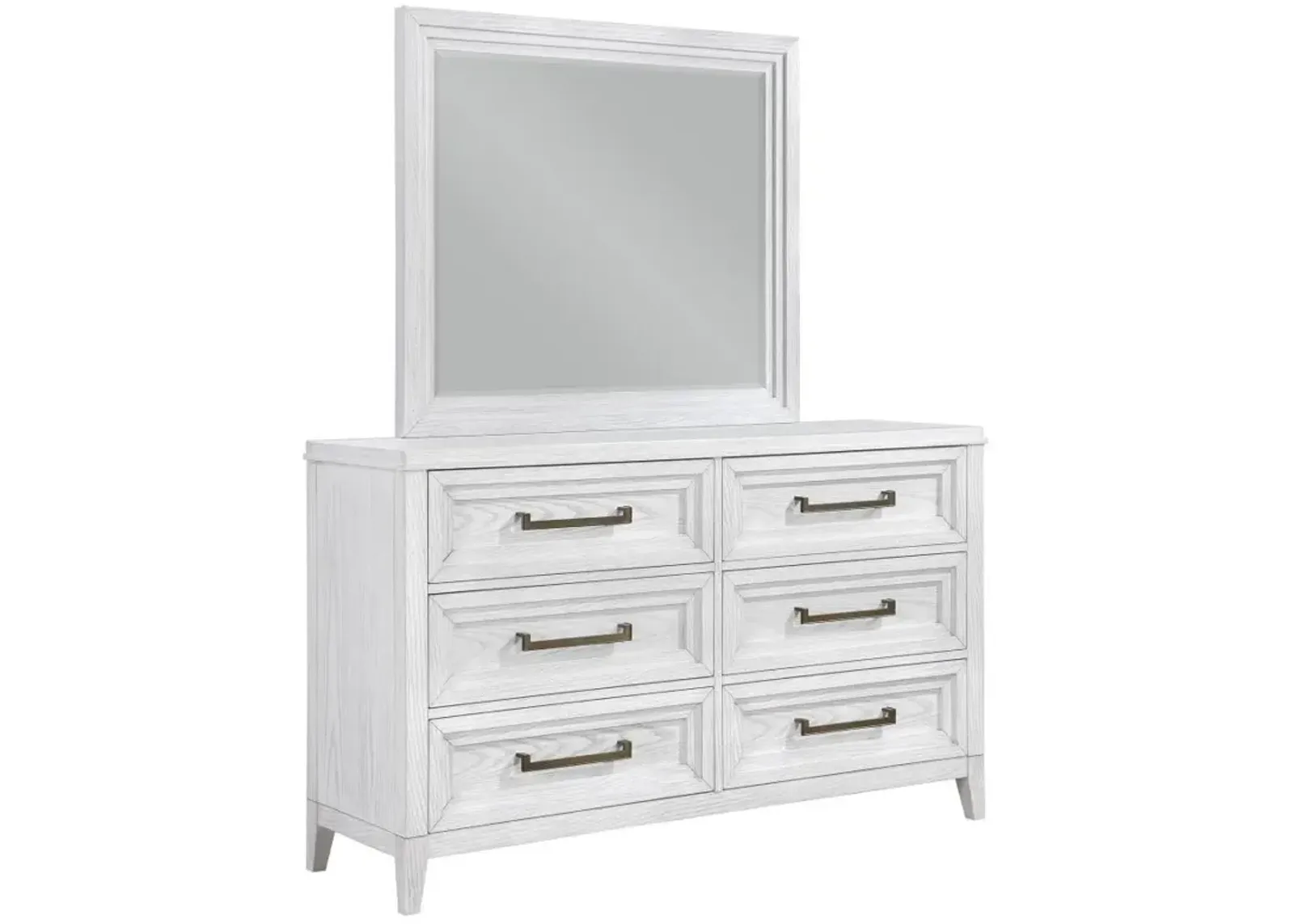 Marielle - 6-Drawer Dresser With Mirror - Distressed White