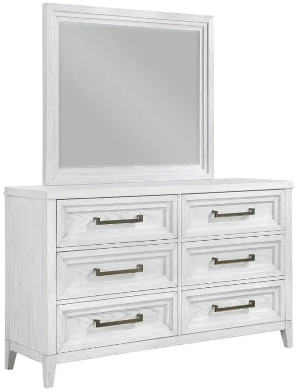 Marielle - 6-Drawer Dresser With Mirror - Distressed White