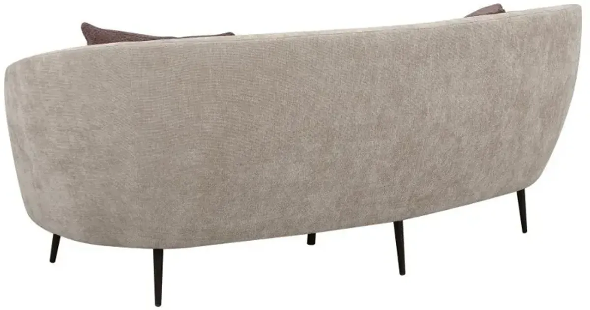 Ellorie - Upholstered Channel Back Curved Sofa - Beige