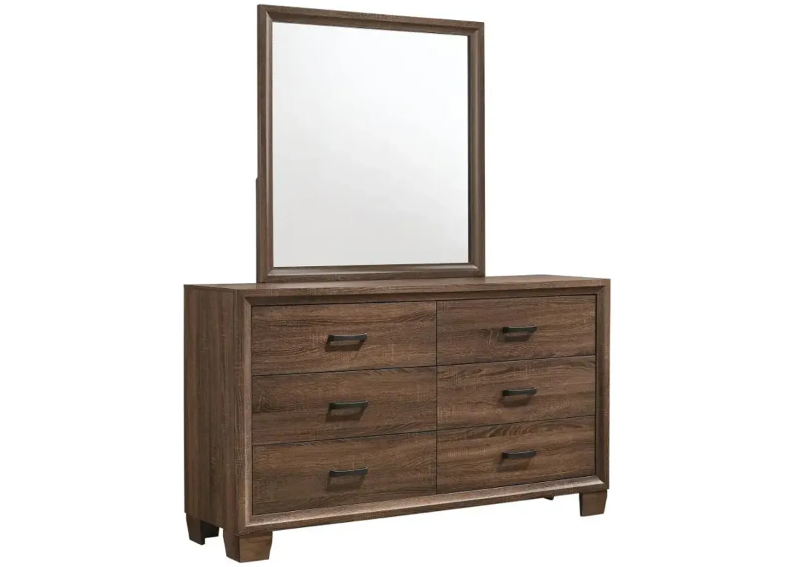 Brandon - 6-Drawer Dresser With Mirror - Warm Brown