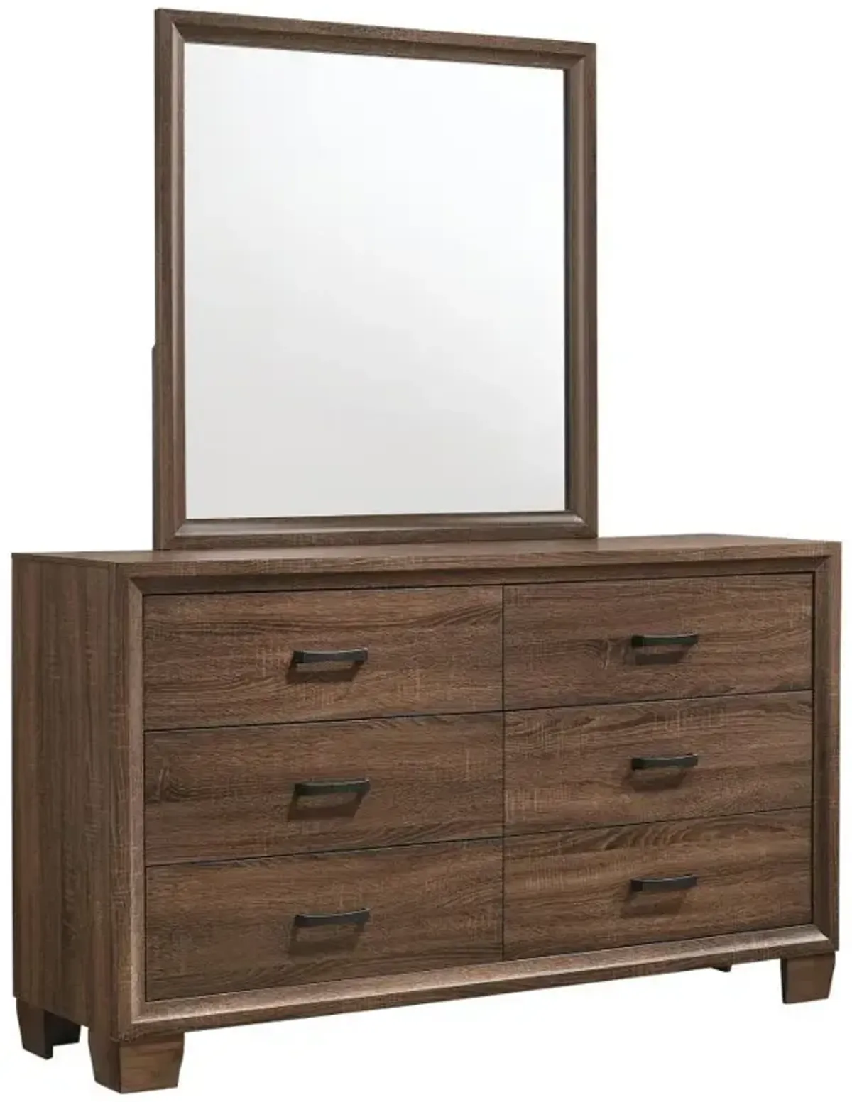 Brandon - 6-Drawer Dresser With Mirror - Warm Brown