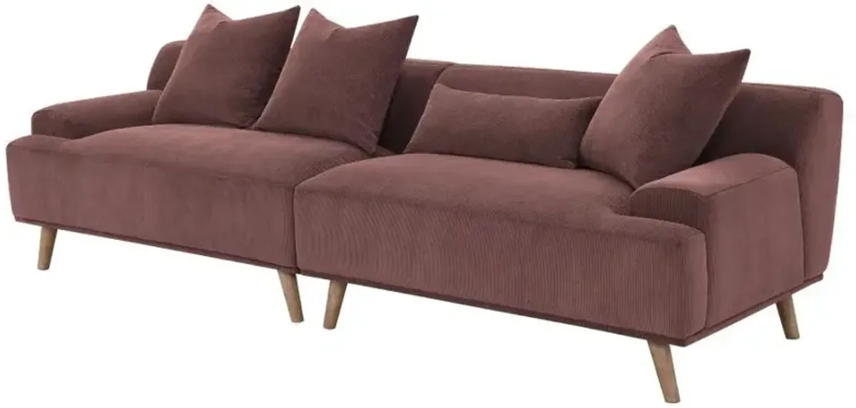 Elizabeth - Corduroy Upholstered Extra Long Sofa - Wine Red