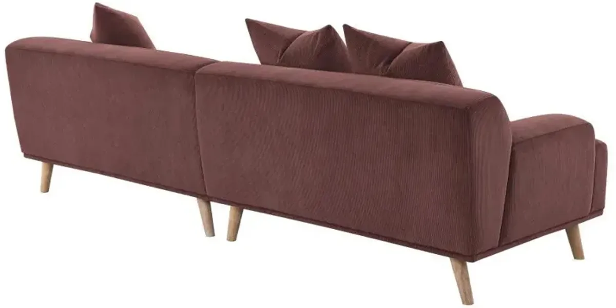 Elizabeth - Corduroy Upholstered Extra Long Sofa - Wine Red