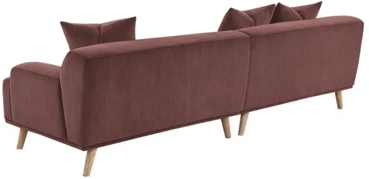 Elizabeth - Corduroy Upholstered Extra Long Sofa - Wine Red