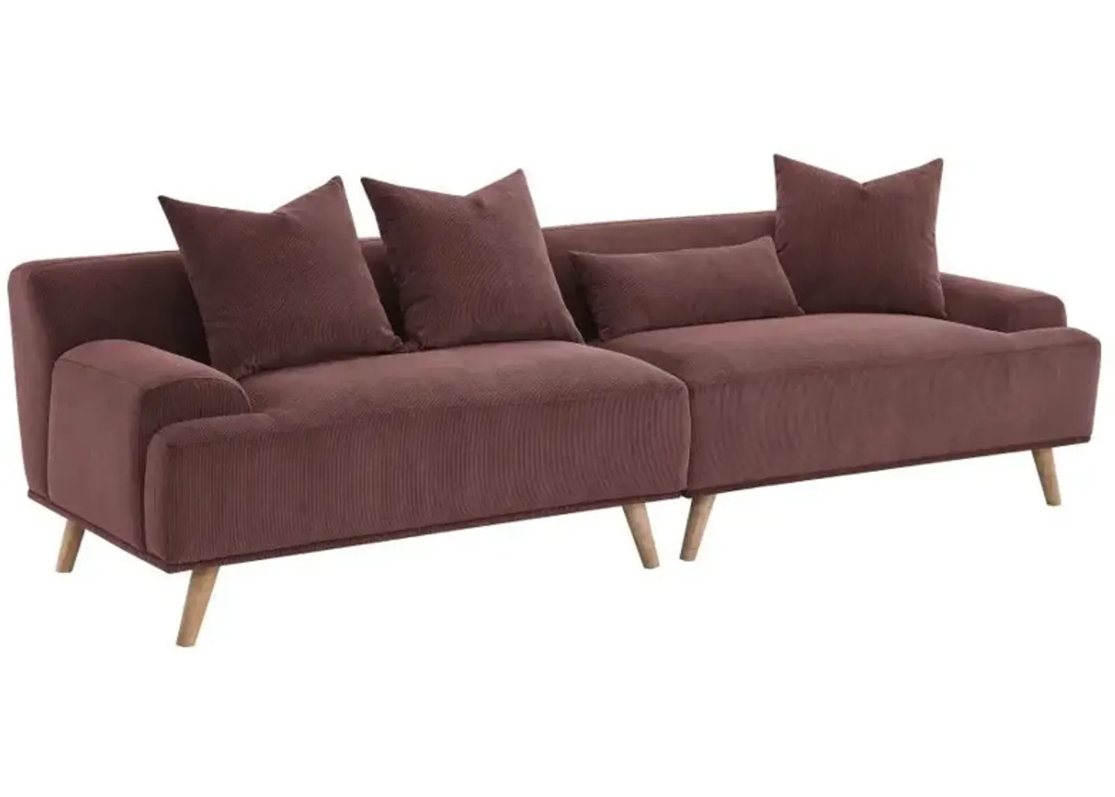 Elizabeth - Corduroy Upholstered Extra Long Sofa - Wine Red