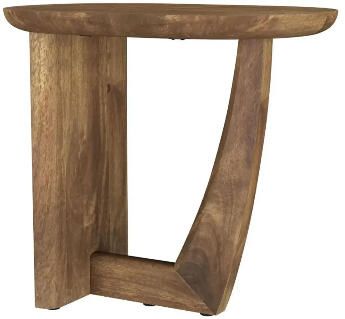 Fletcher - Round Solid Mango Wood Accent Side Table - Brown