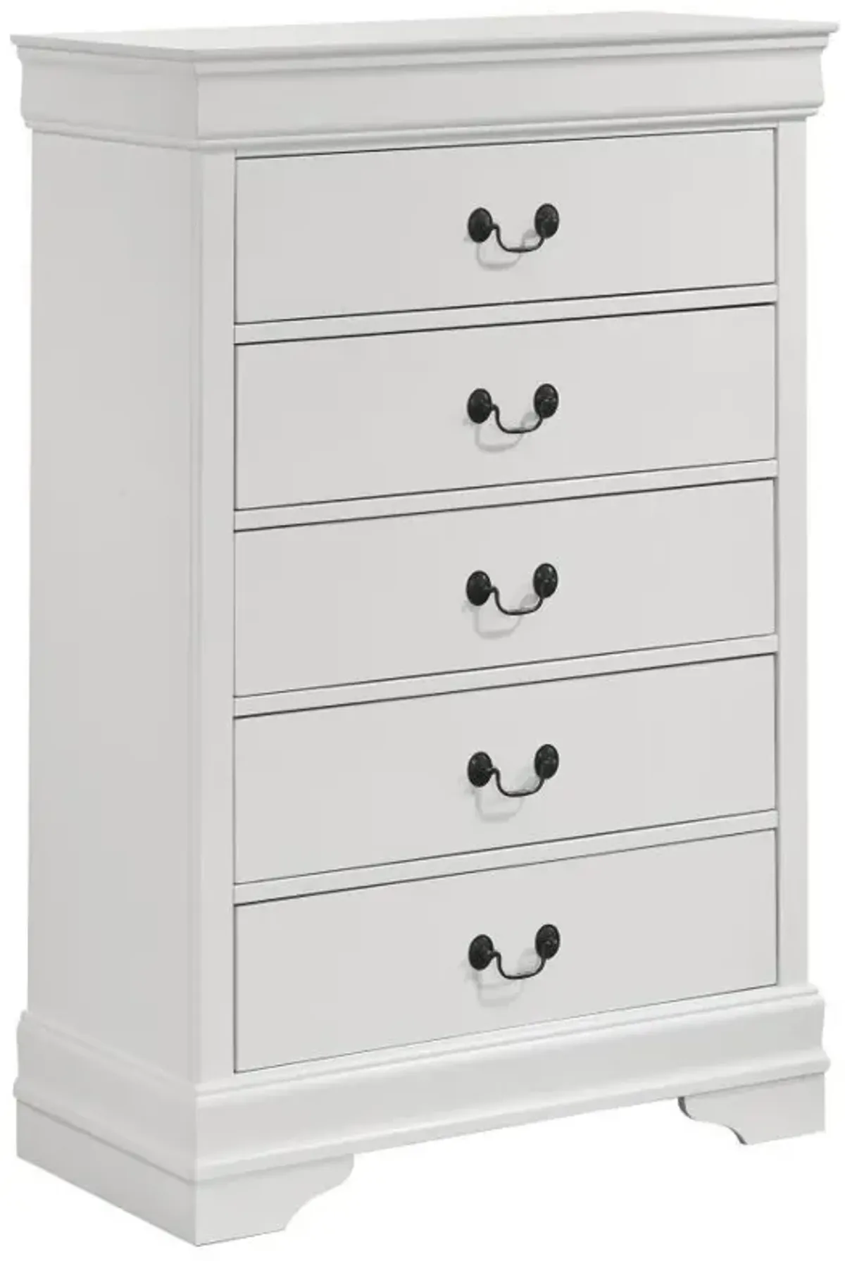 Louis Philippe - 5-Drawer Bedroom Chest - White