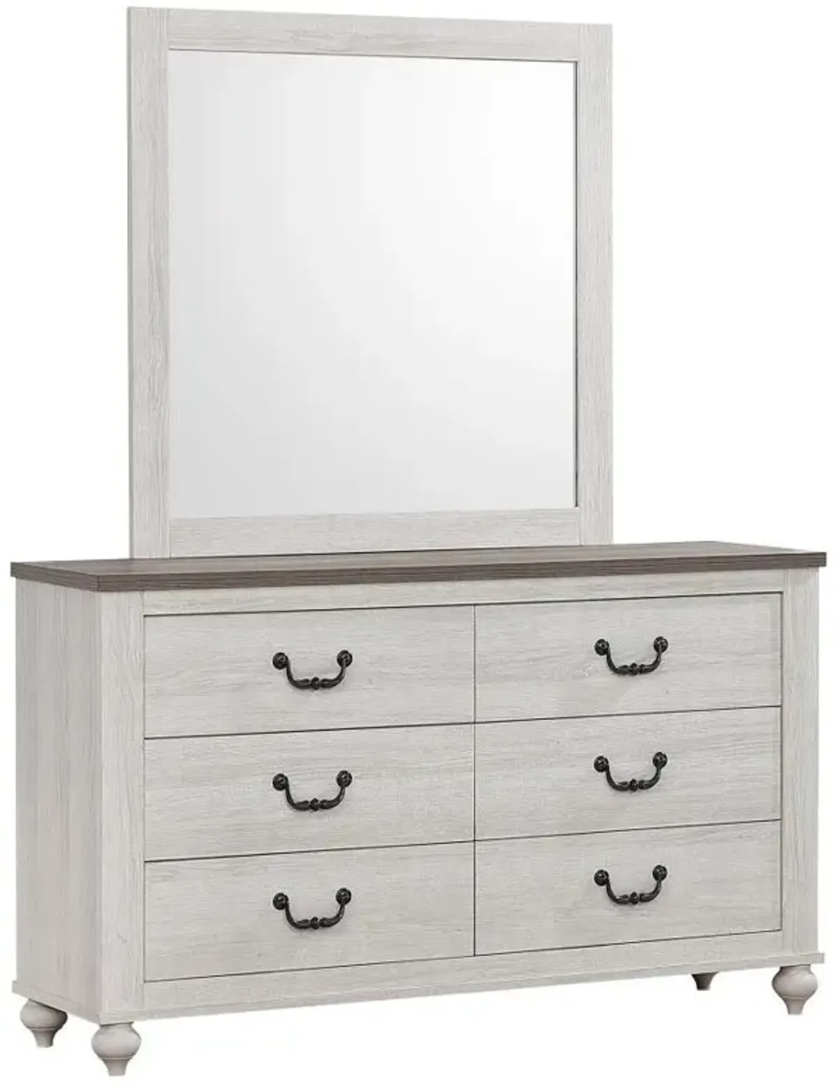 Stillwood - 6-Drawer Dresser With Mirror - Vintage Linen