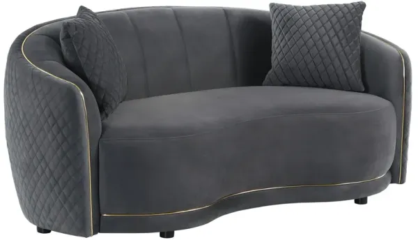 Brookside - Velvet Upholstered Curved Loveseat - Dark Gray