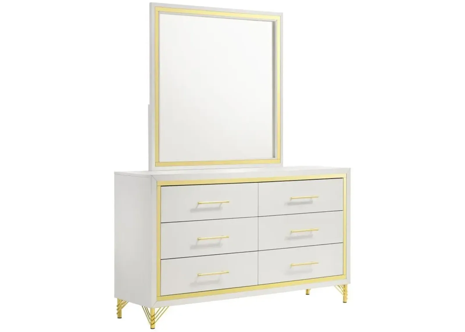 Lucia - 6-Drawer Dresser With Mirror - White