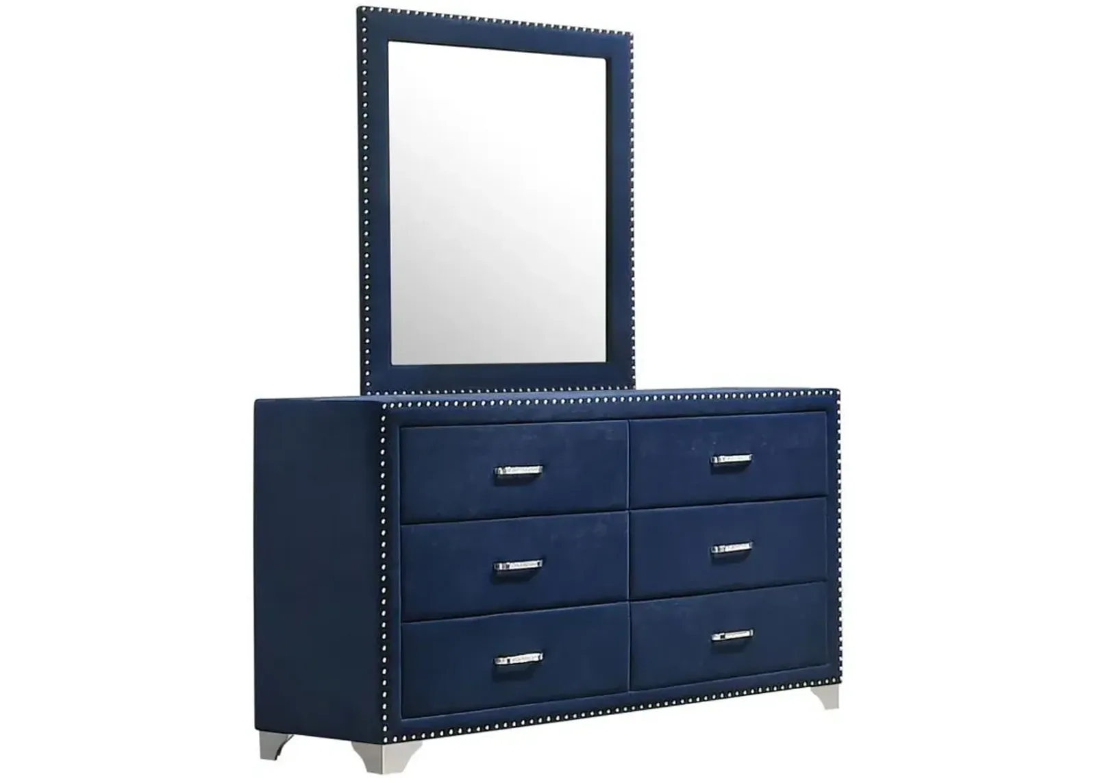 Melody - 6-Drawer Upholstered Dresser With Mirror