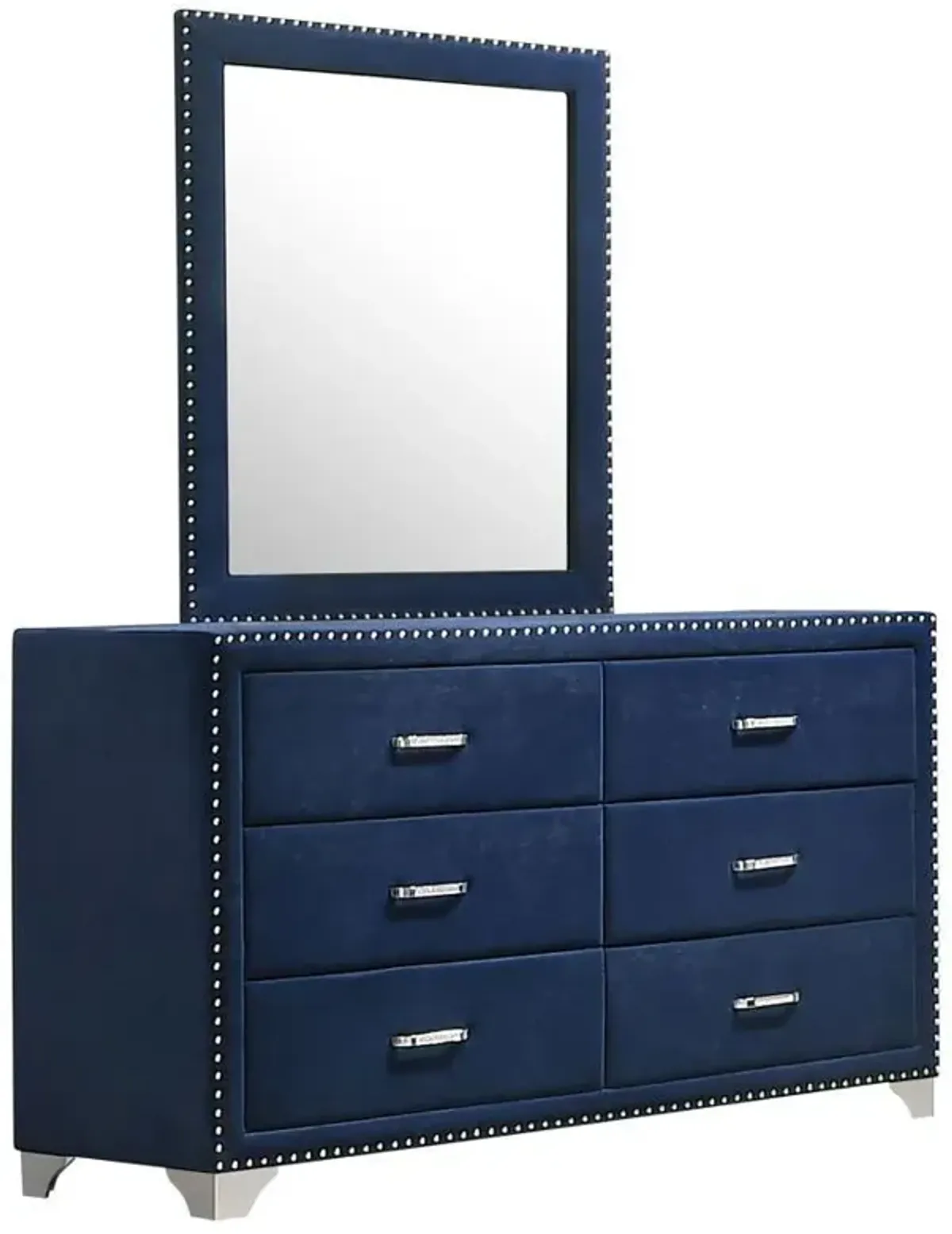 Melody - 6-Drawer Upholstered Dresser With Mirror