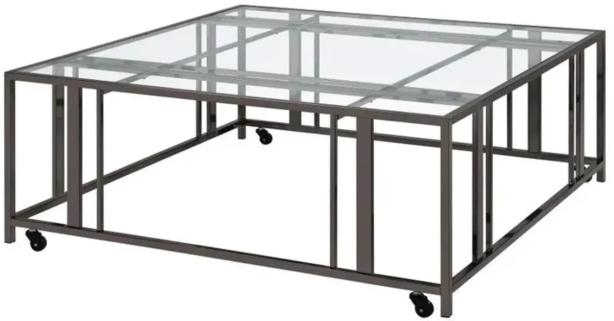 Adri - Square Glass Top Coffee Table With Casters