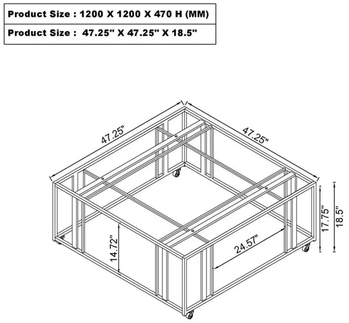 Adri - Square Glass Top Coffee Table With Casters