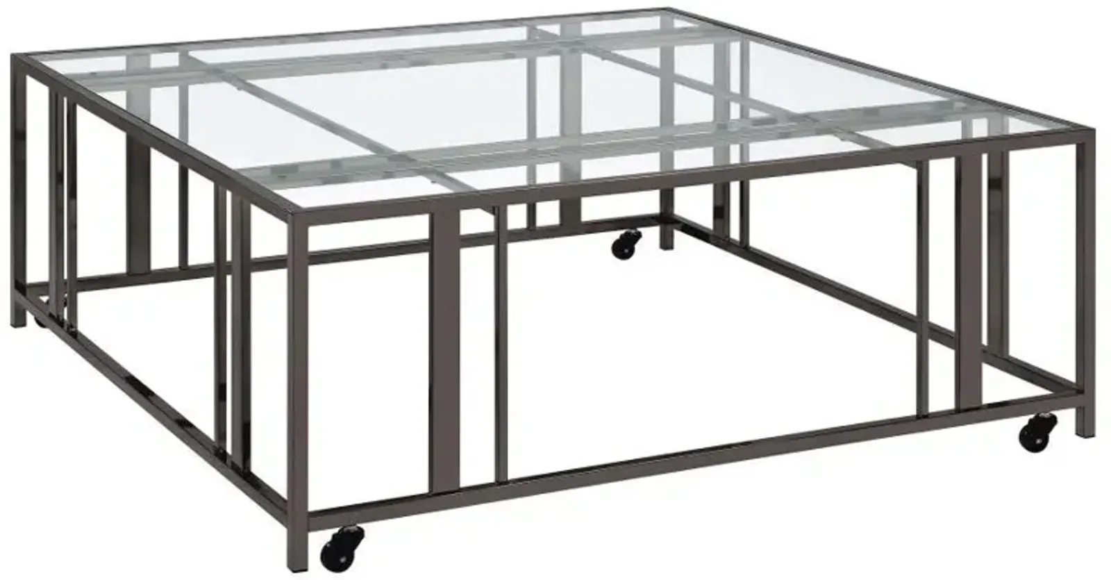 Adri - Square Glass Top Coffee Table With Casters