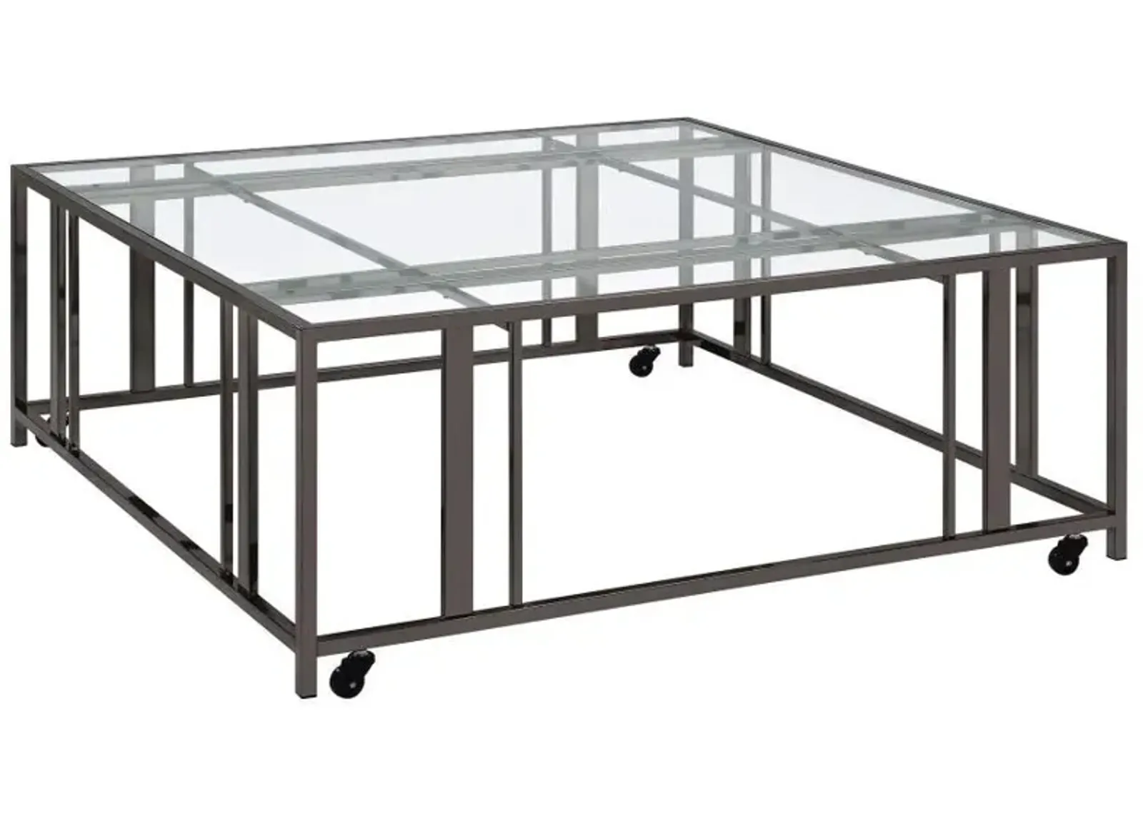 Adri - Square Glass Top Coffee Table With Casters