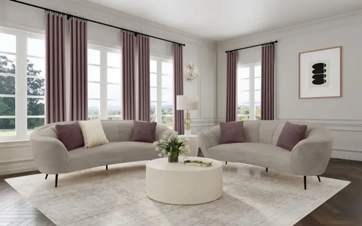 Ellorie - Upholstered Curved Sofa Set