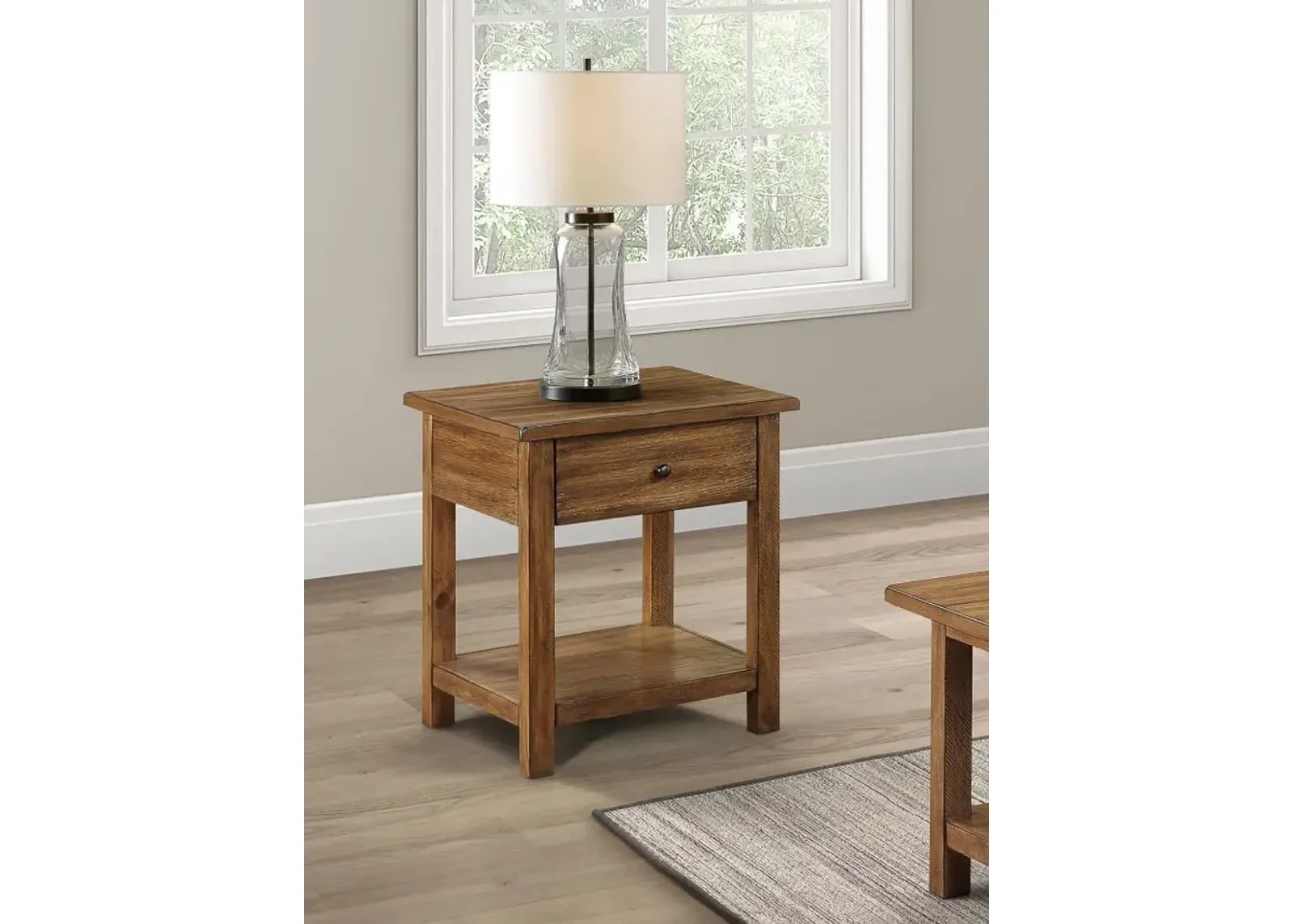 Payne - 1 Drawers Wood End Table with Shelf