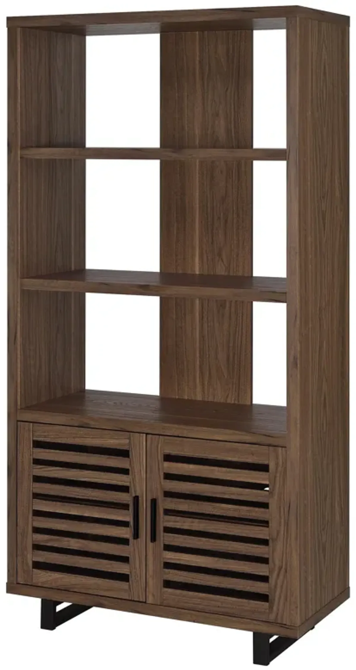 Maddox - 3-Shelf Cabinet Bookcase - Walnut