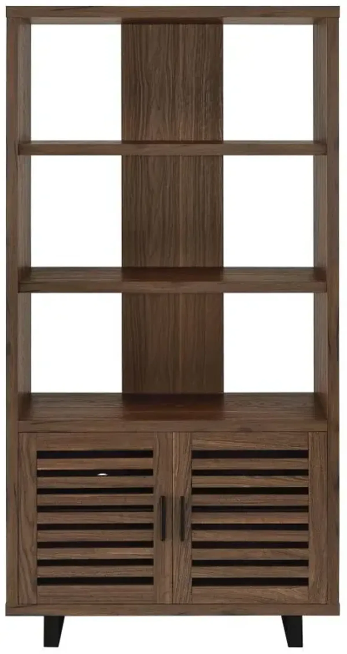 Maddox - 3-Shelf Cabinet Bookcase - Walnut