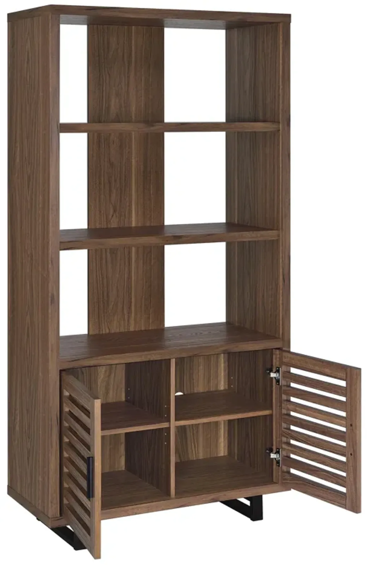 Maddox - 3-Shelf Cabinet Bookcase - Walnut