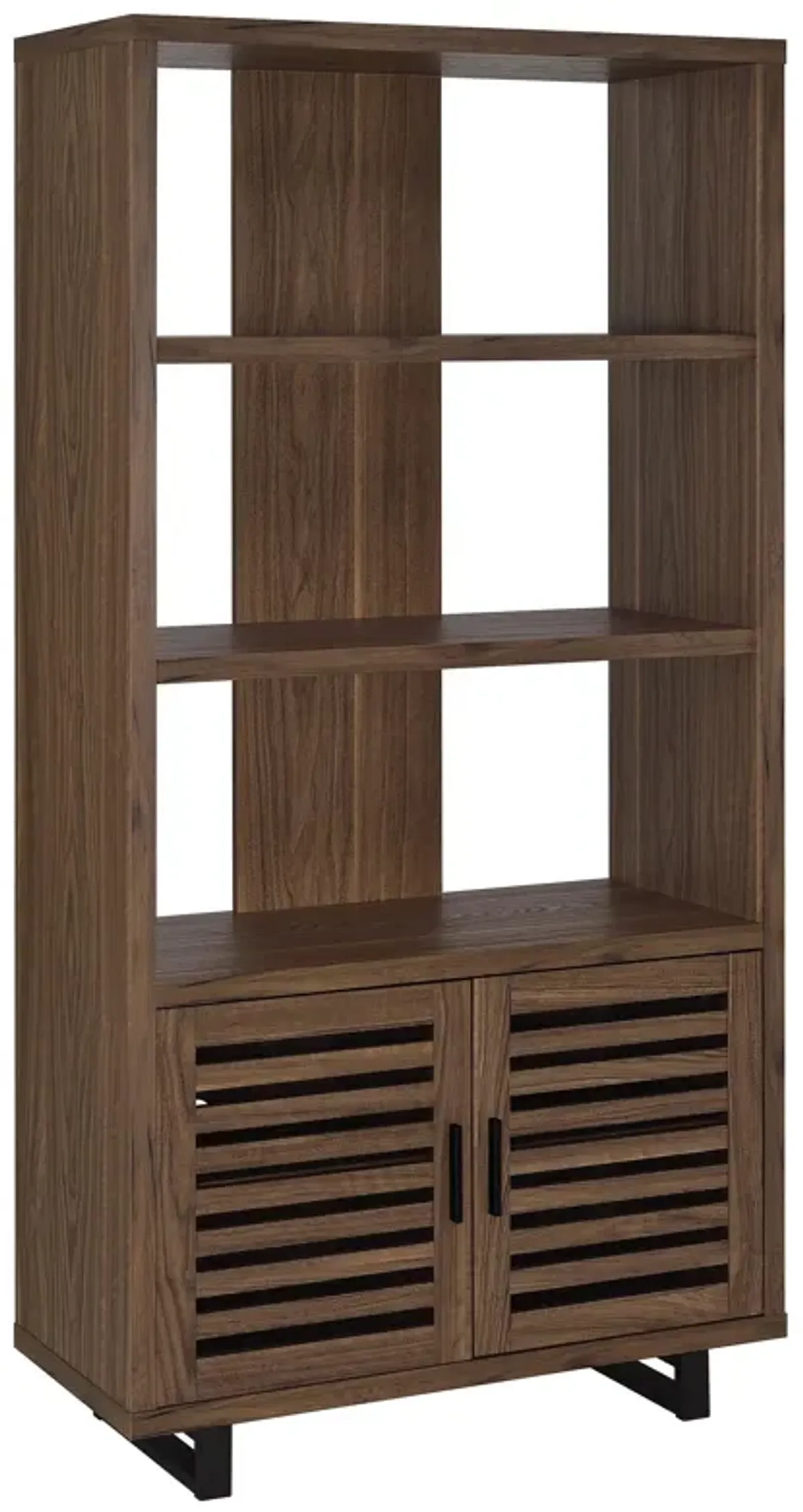 Maddox - 3-Shelf Cabinet Bookcase - Walnut