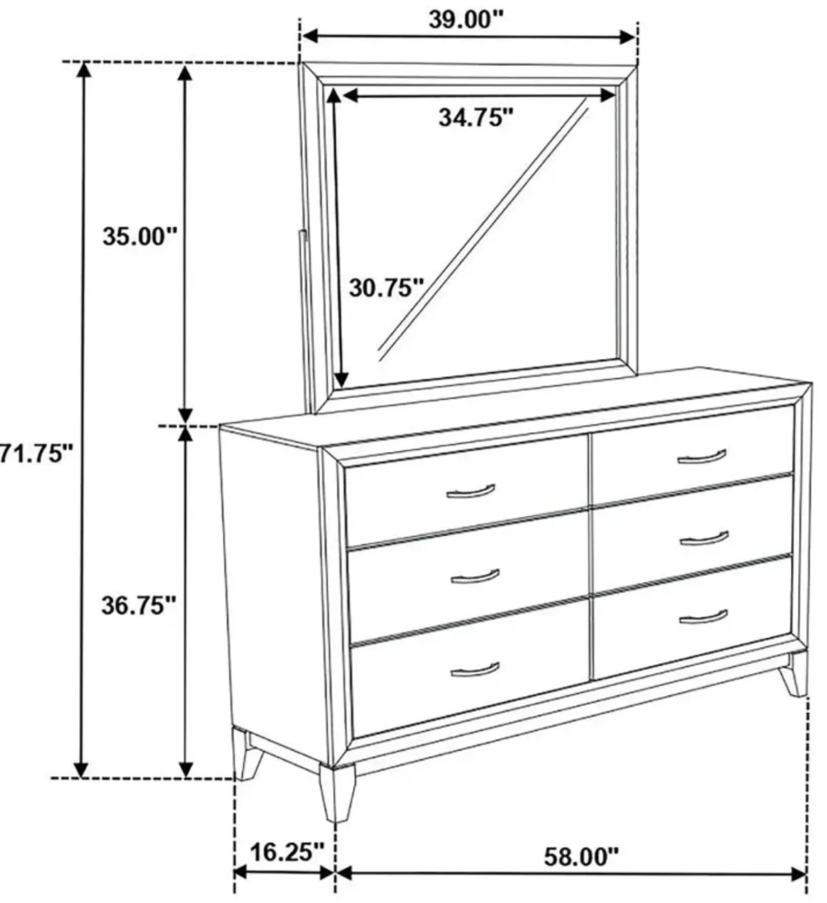 Watson - 6-Drawer Dresser With Mirror - Gray Oak