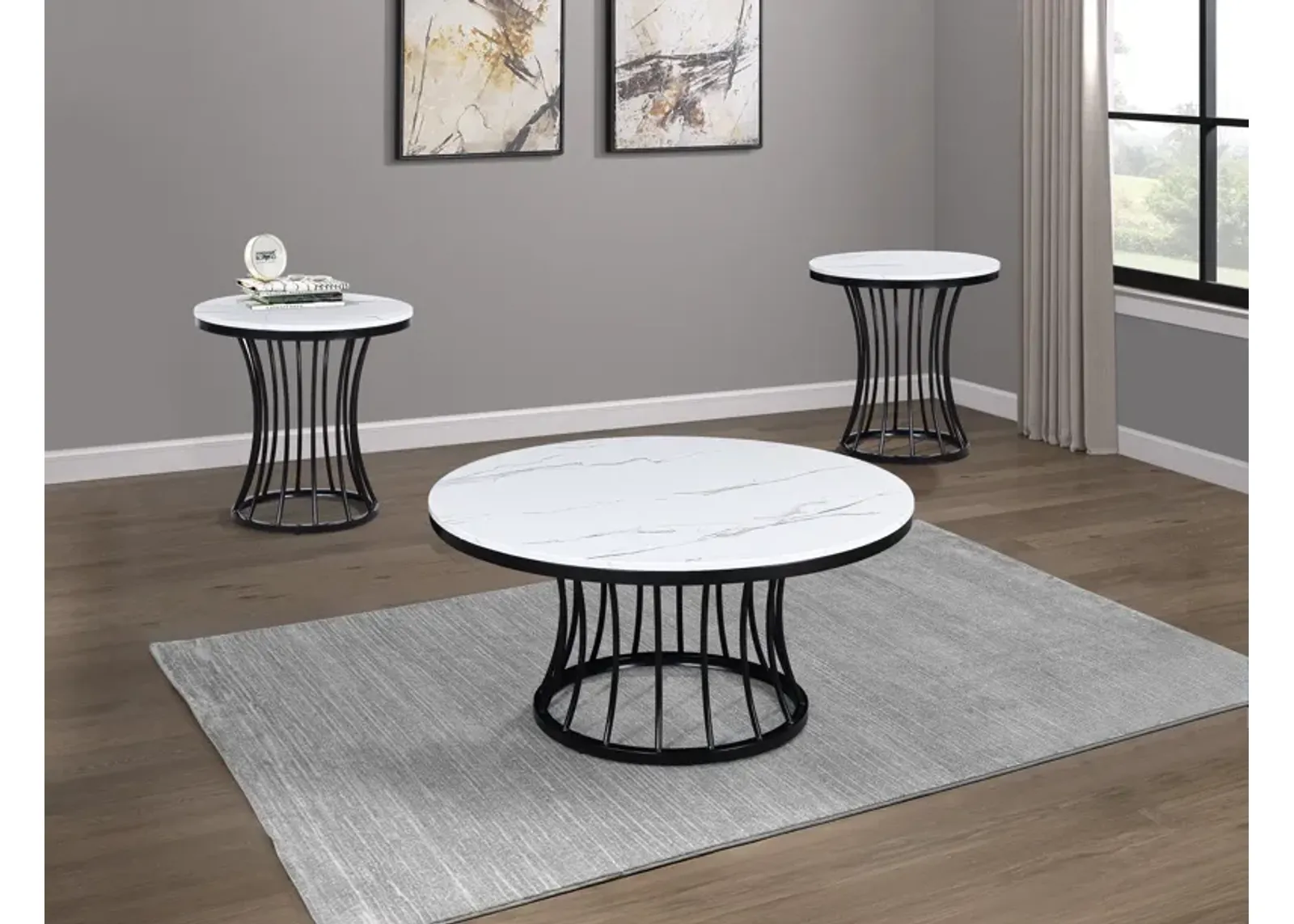 Hadley - 3-Piece Cocktail Table Set - White / Black