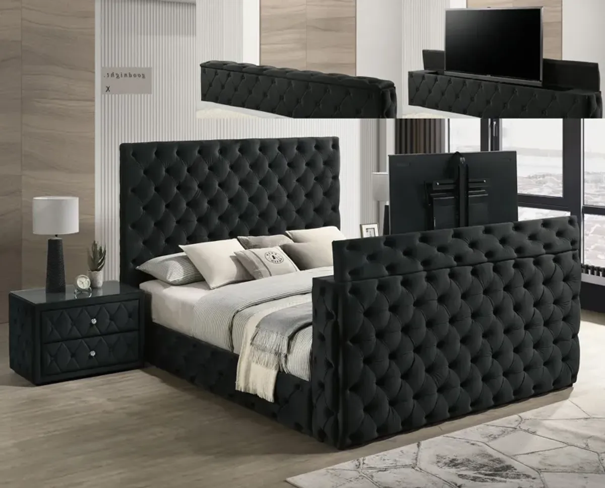 Josephine - King Bed With TV Lift - Black