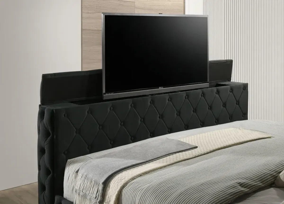 Josephine - King Bed With TV Lift - Black