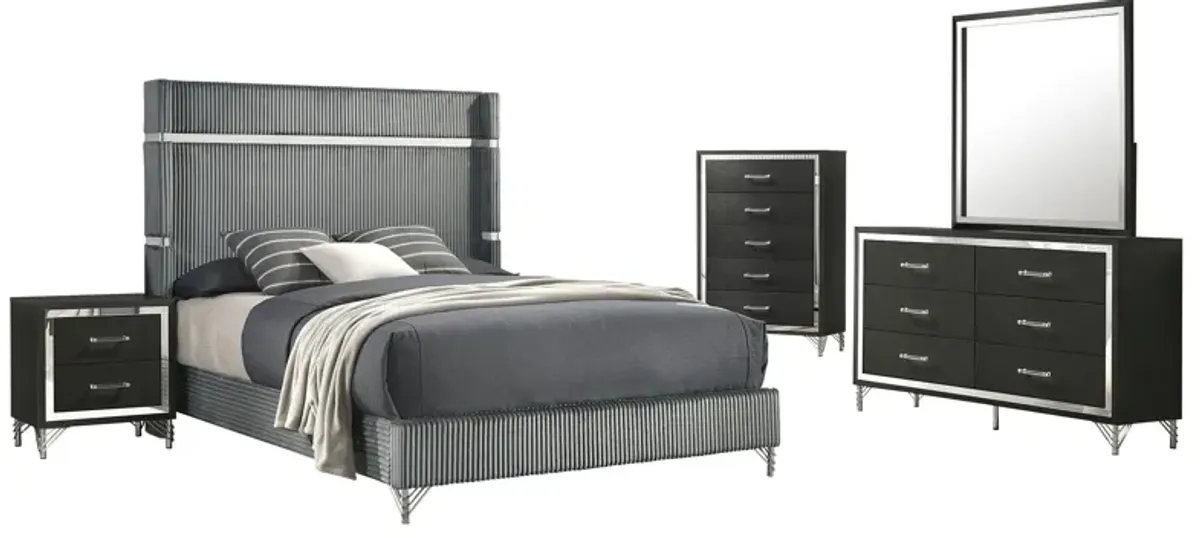 Lucia - Bedroom Set With Upholstered Wingback Panel Bed