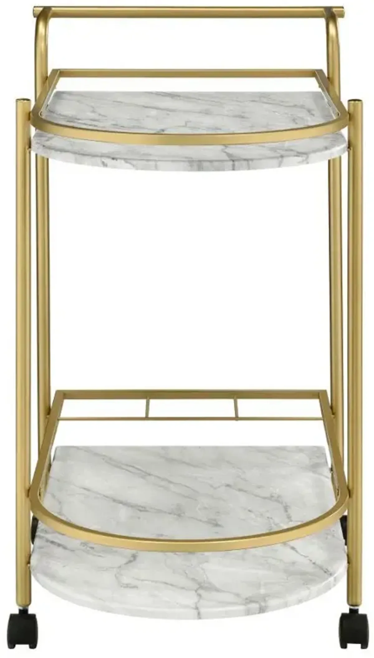 Desiree - 2-Tier Faux Marble Shelf Metal Bar Cart