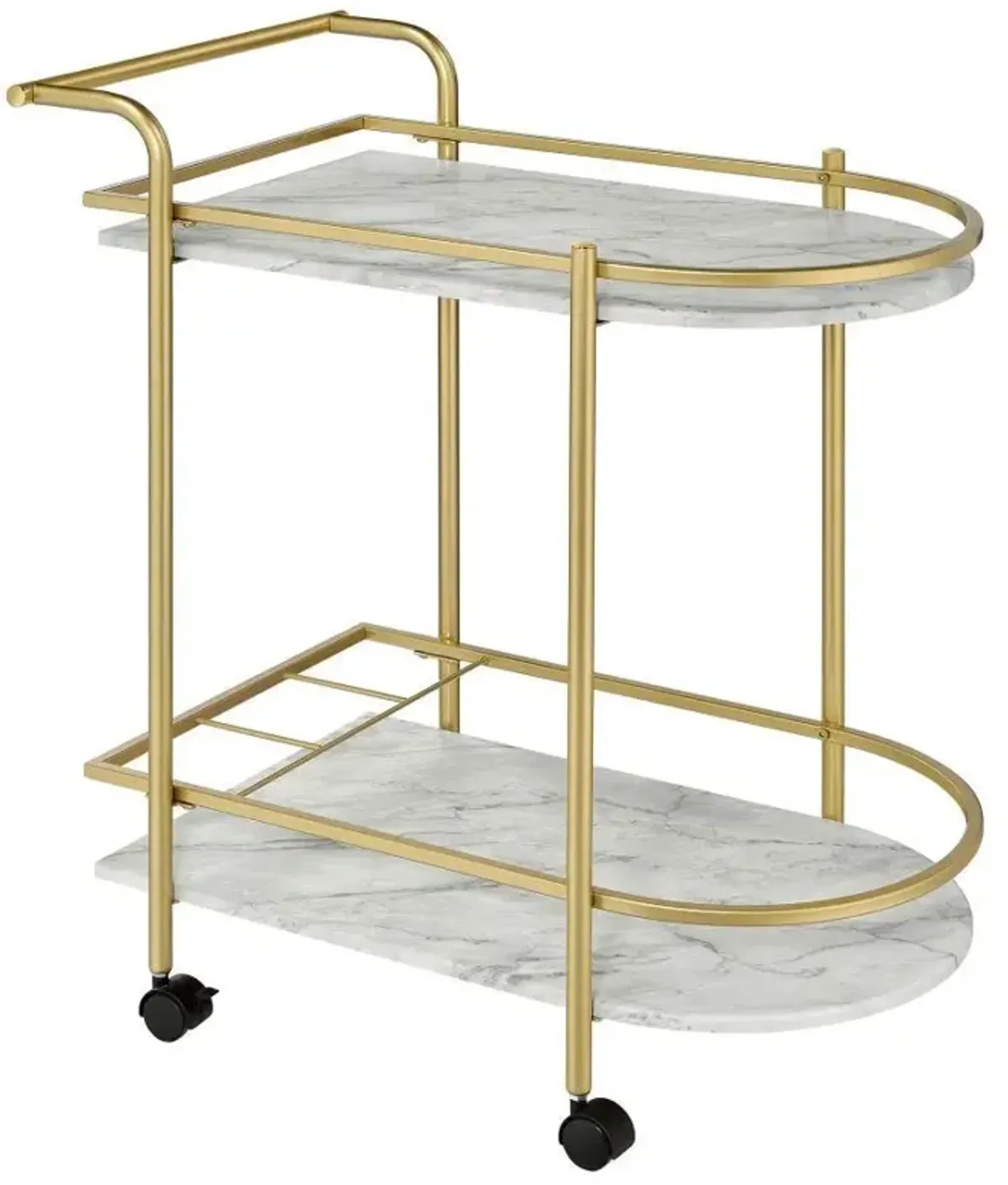 Desiree - 2-Tier Faux Marble Shelf Metal Bar Cart