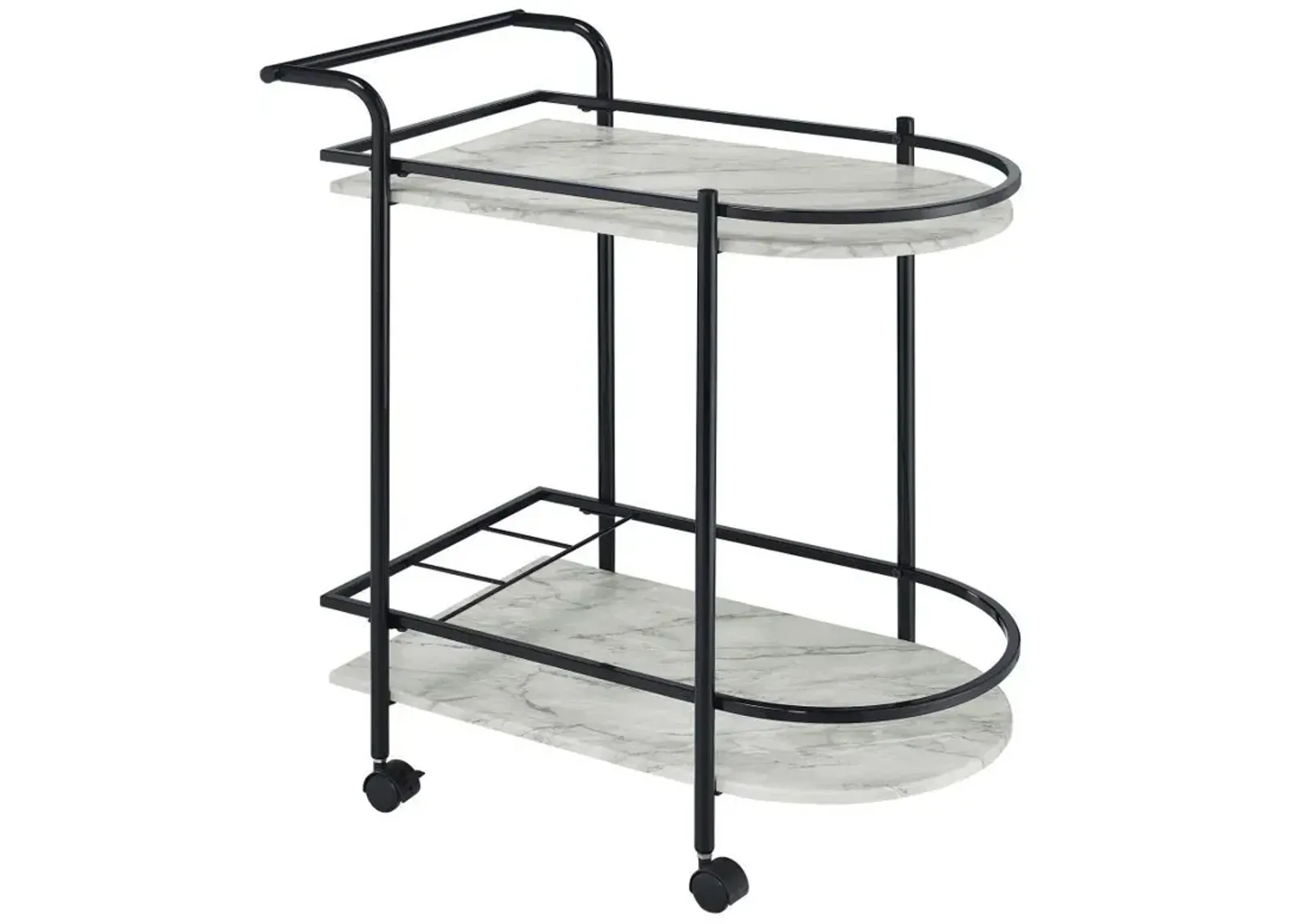 Desiree - 2-Tier Faux Marble Shelf Metal Bar Cart