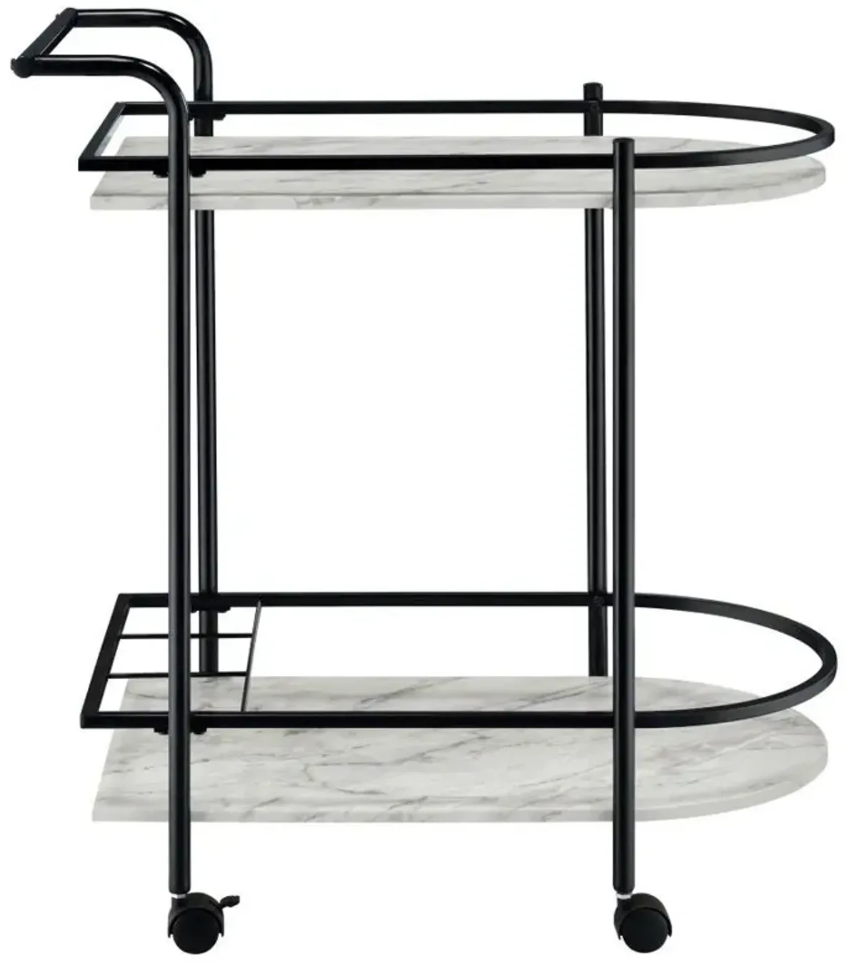 Desiree - 2-Tier Faux Marble Shelf Metal Bar Cart