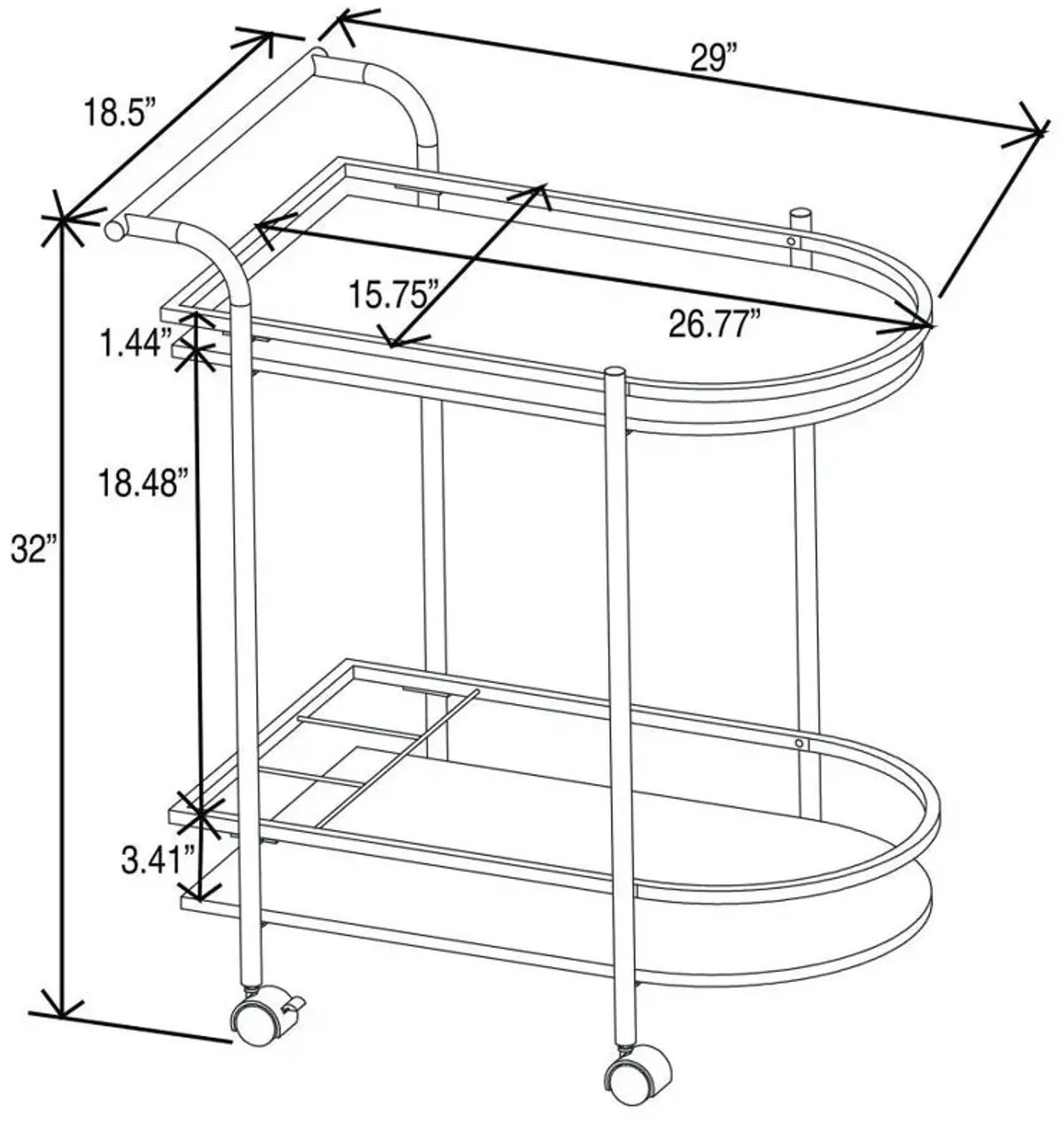 Desiree - 2-Tier Faux Marble Shelf Metal Bar Cart