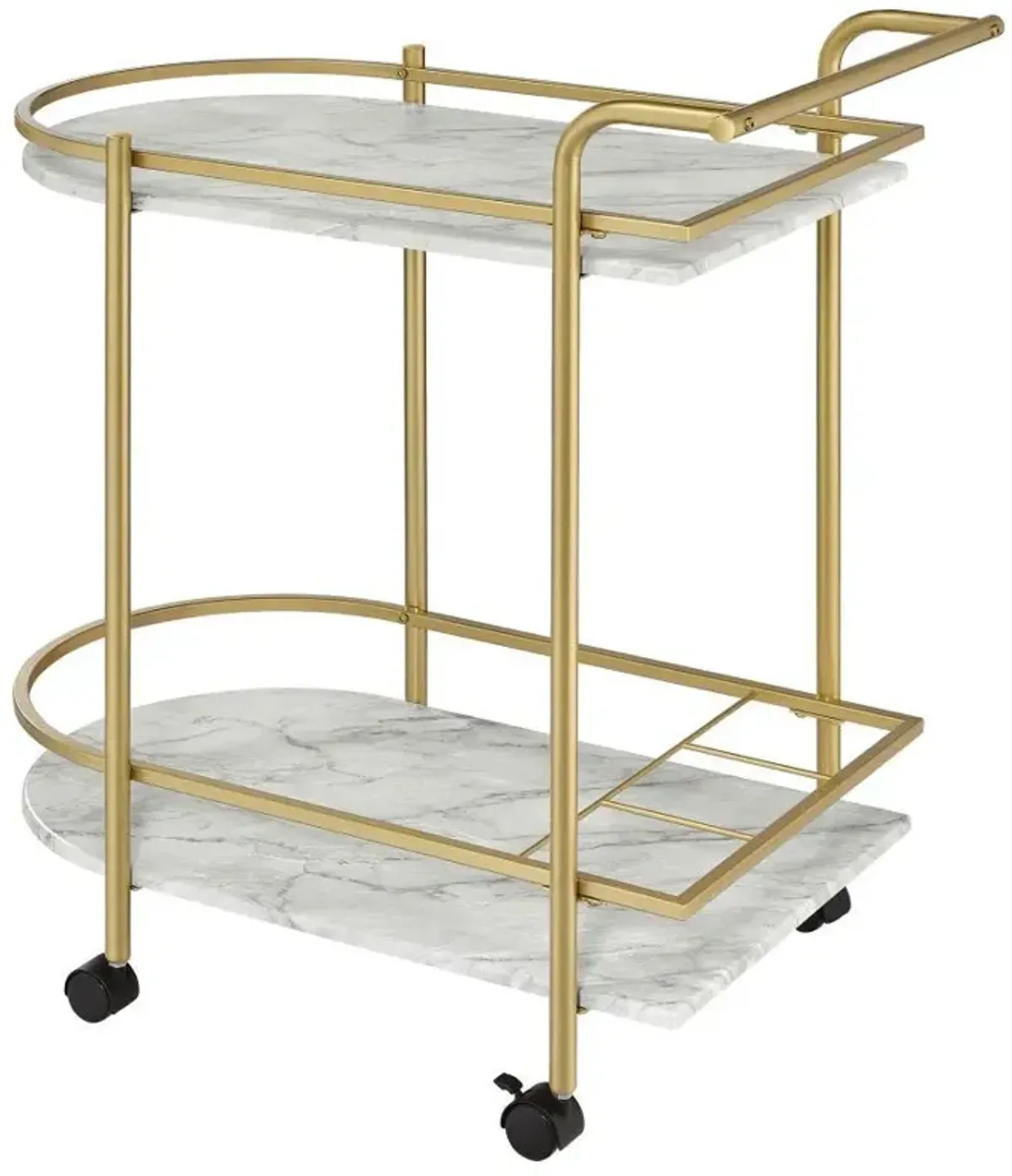 Desiree - 2-Tier Faux Marble Shelf Metal Bar Cart