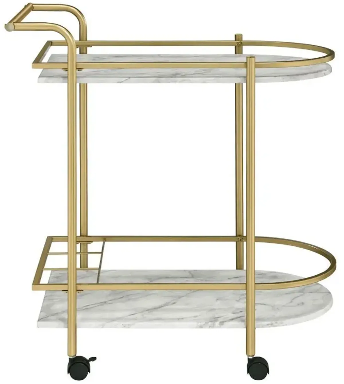 Desiree - 2-Tier Faux Marble Shelf Metal Bar Cart